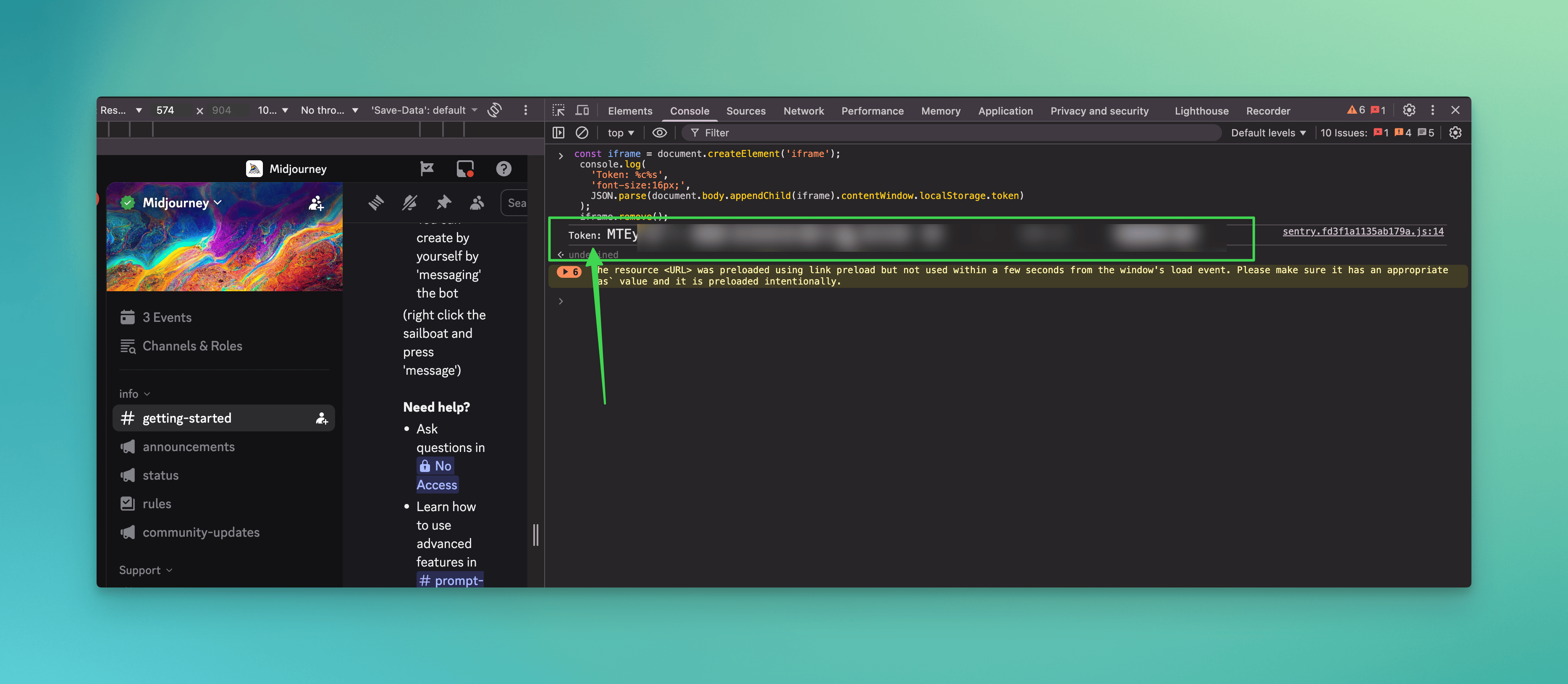 Discord Token via Console Code Snippet